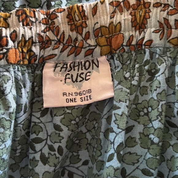 Floral Peasant Tiered Flare Skirt OS Drawstring Waist Floral Pattern Cotton - Picture 5 of 6